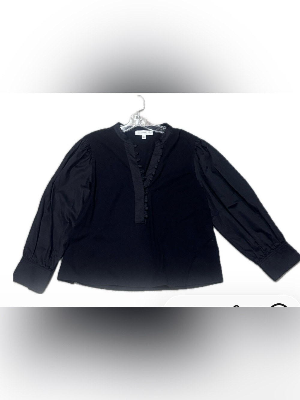 Something Navy Black Crewneck Top with Branded Label